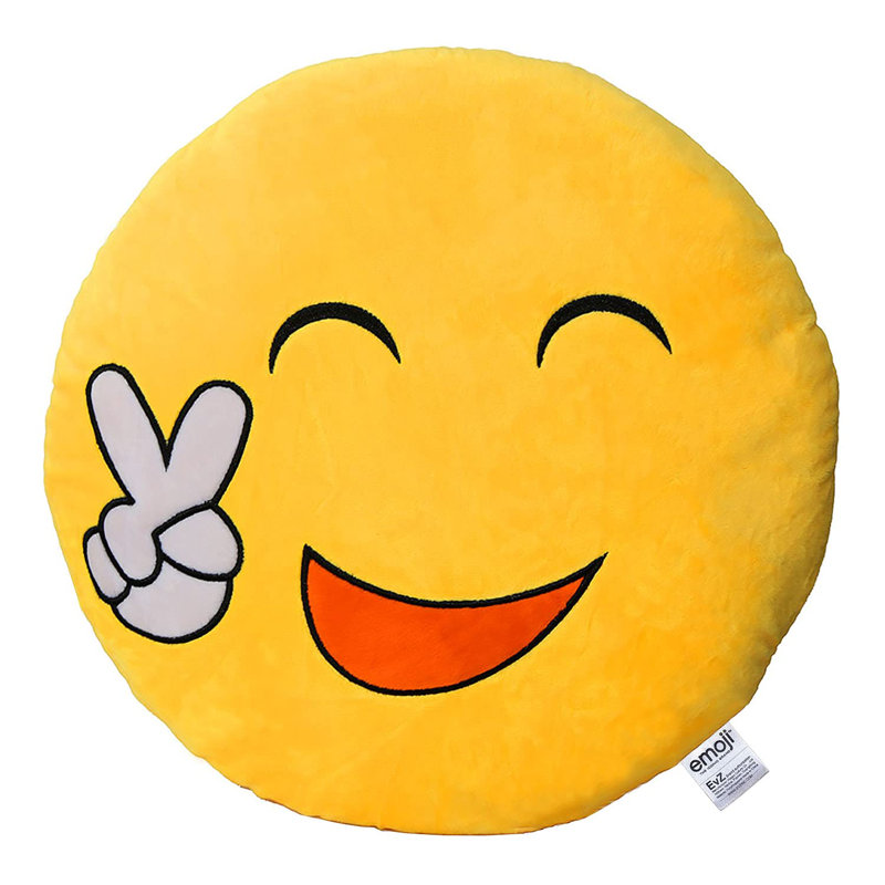 Evz Emoji Yeah Face Emoticon Cushion Stuffed Plush Soft Round Pillow Cover And Insert Wayfair 6461